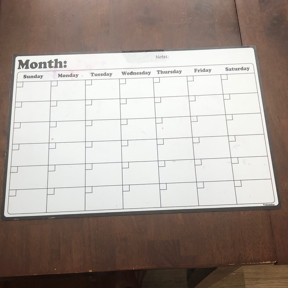 🥧 Refrigerator Monthly Dry Erase Calendar